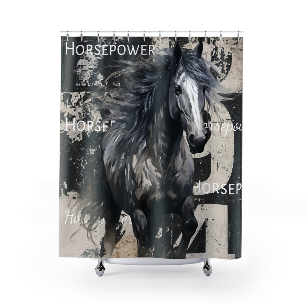 Distressed Grunge Style Horse Majesty Shower Curtain