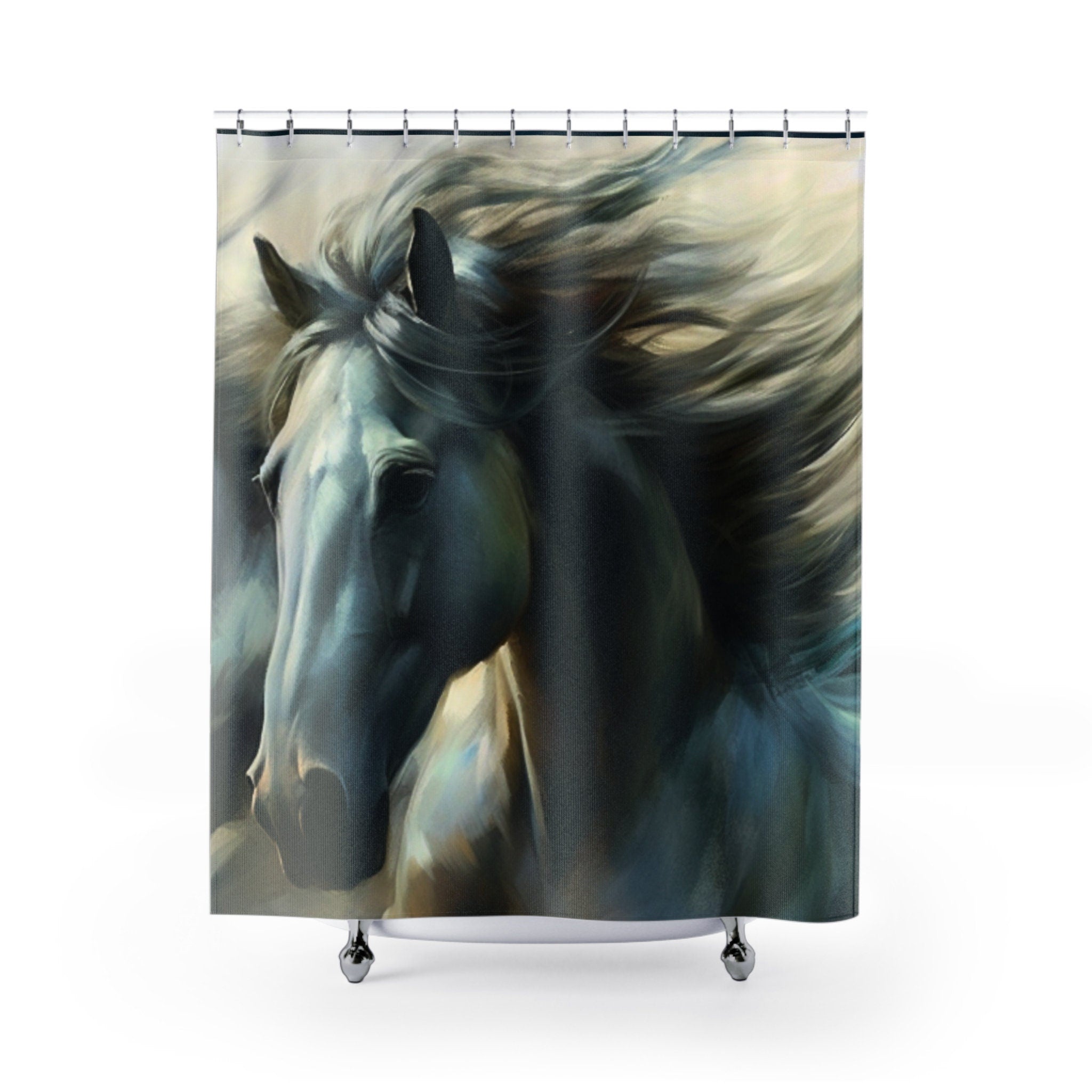 Majestic & Mystical White Stallion Horse Shower Curtain