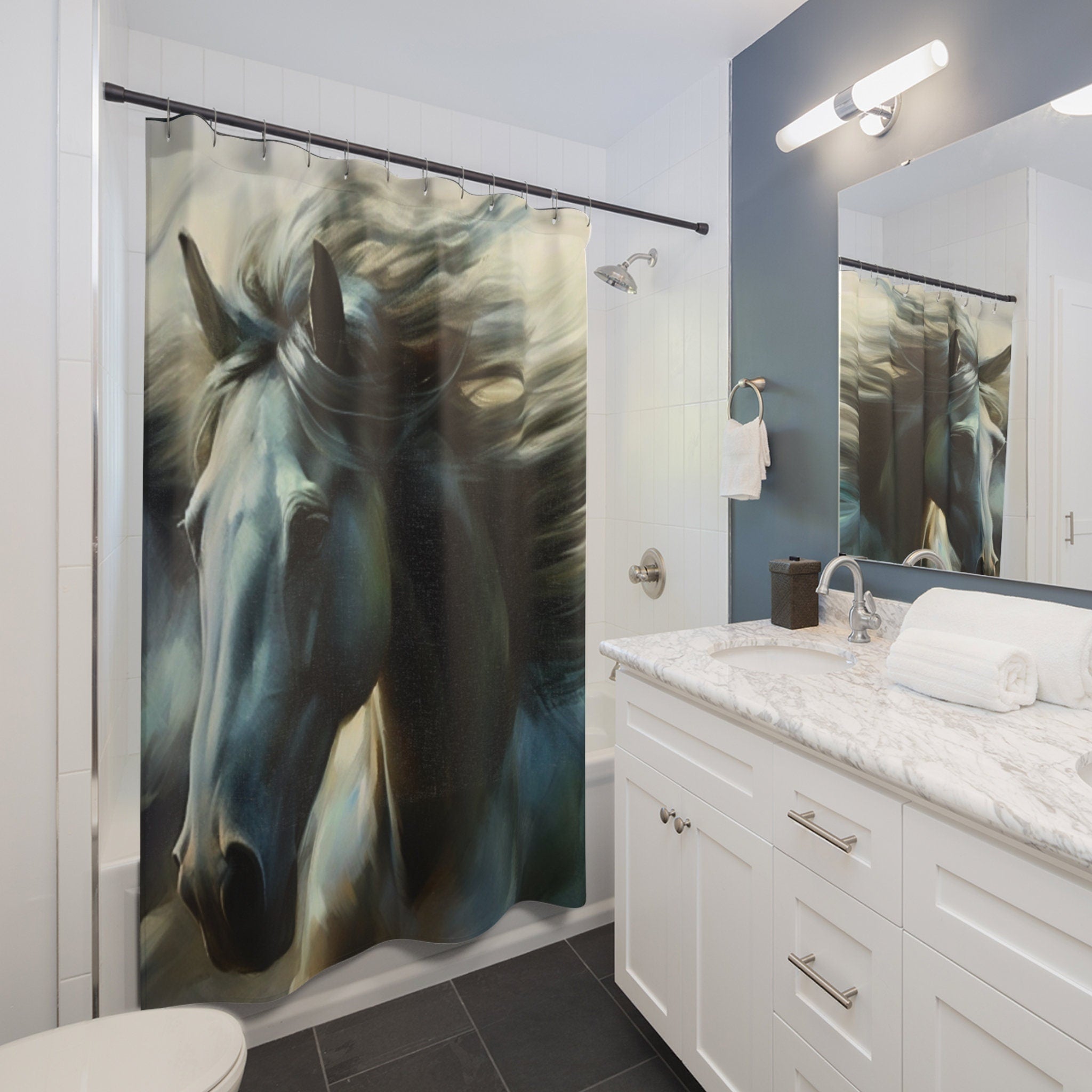 Majestic & Mystical White Stallion Horse Shower Curtain