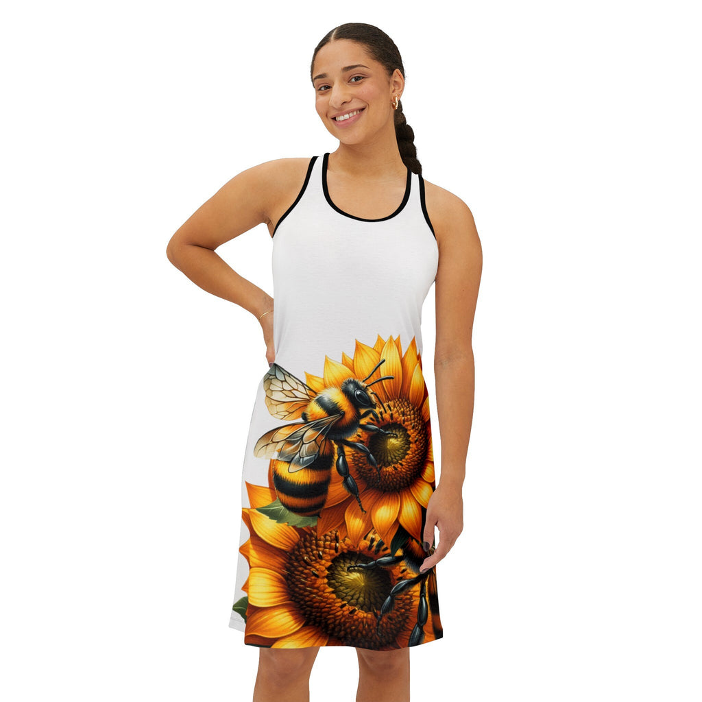 Bee With Sunflower Women's Racerback Dress