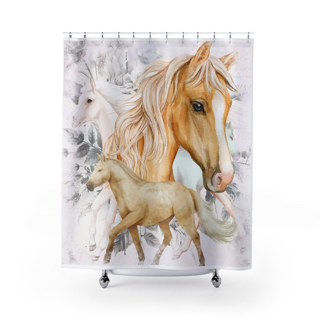 Ethereal Horses Boho Shower Curtain