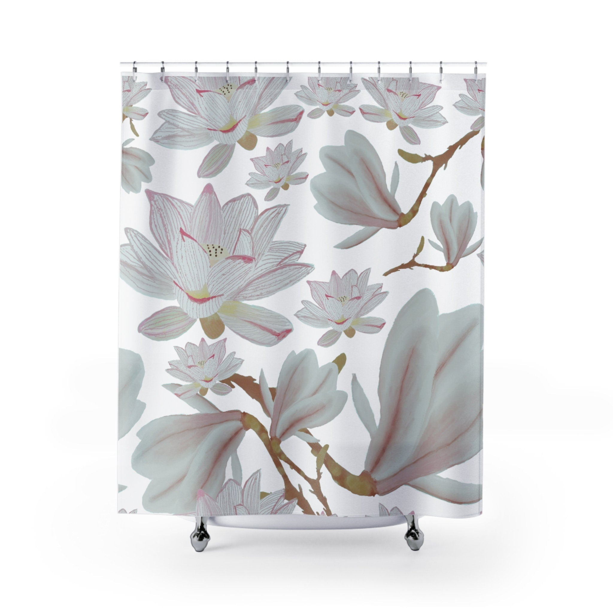 Lotus Serene Shabby Pastel Shower Curtain