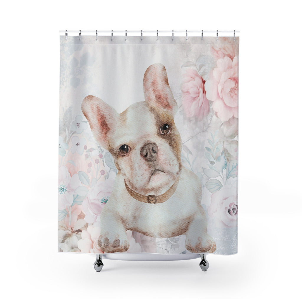 Shabby Rustic French Bulldog Watercolor Shower Curtain
