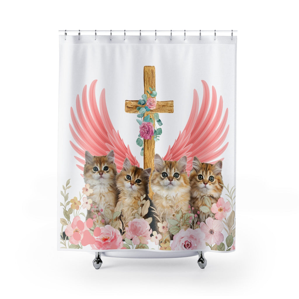 Heavenly Love Cat Family and Friends Shower Curtain