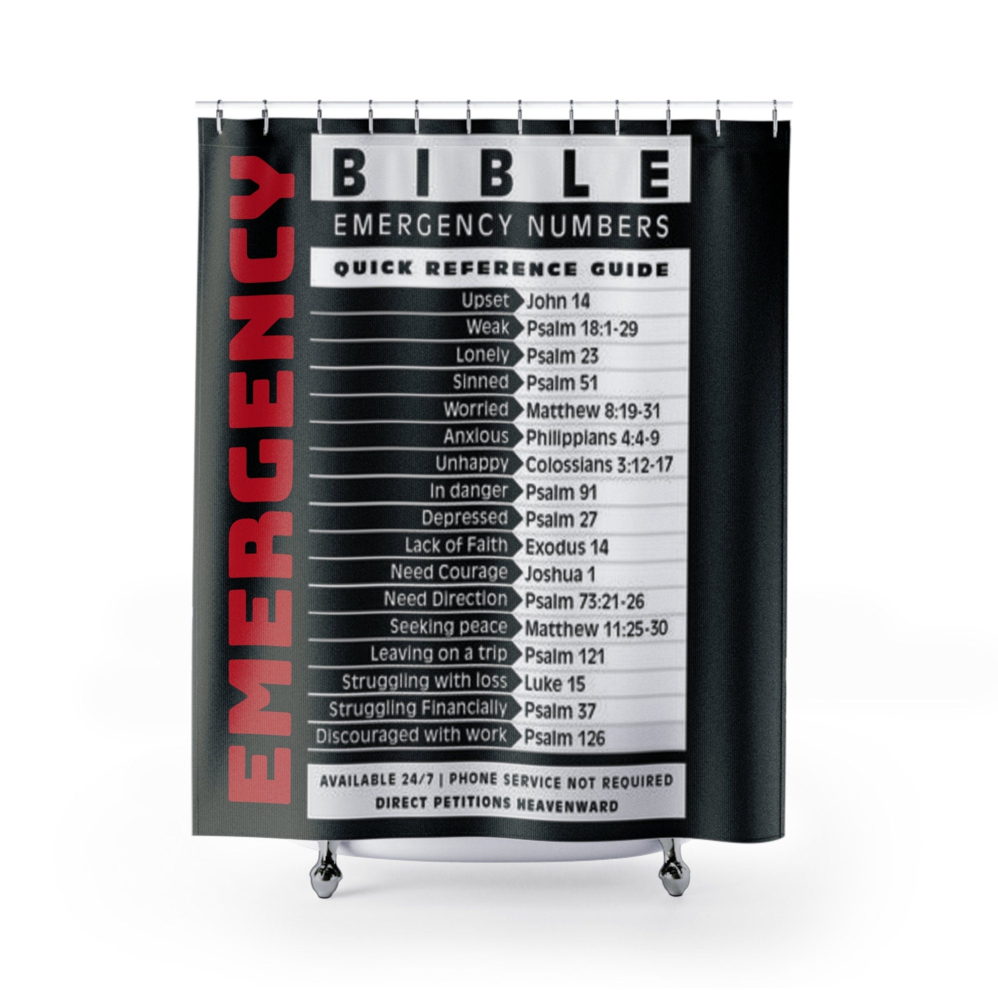 Emergency Bible Numbers Shower Curtain