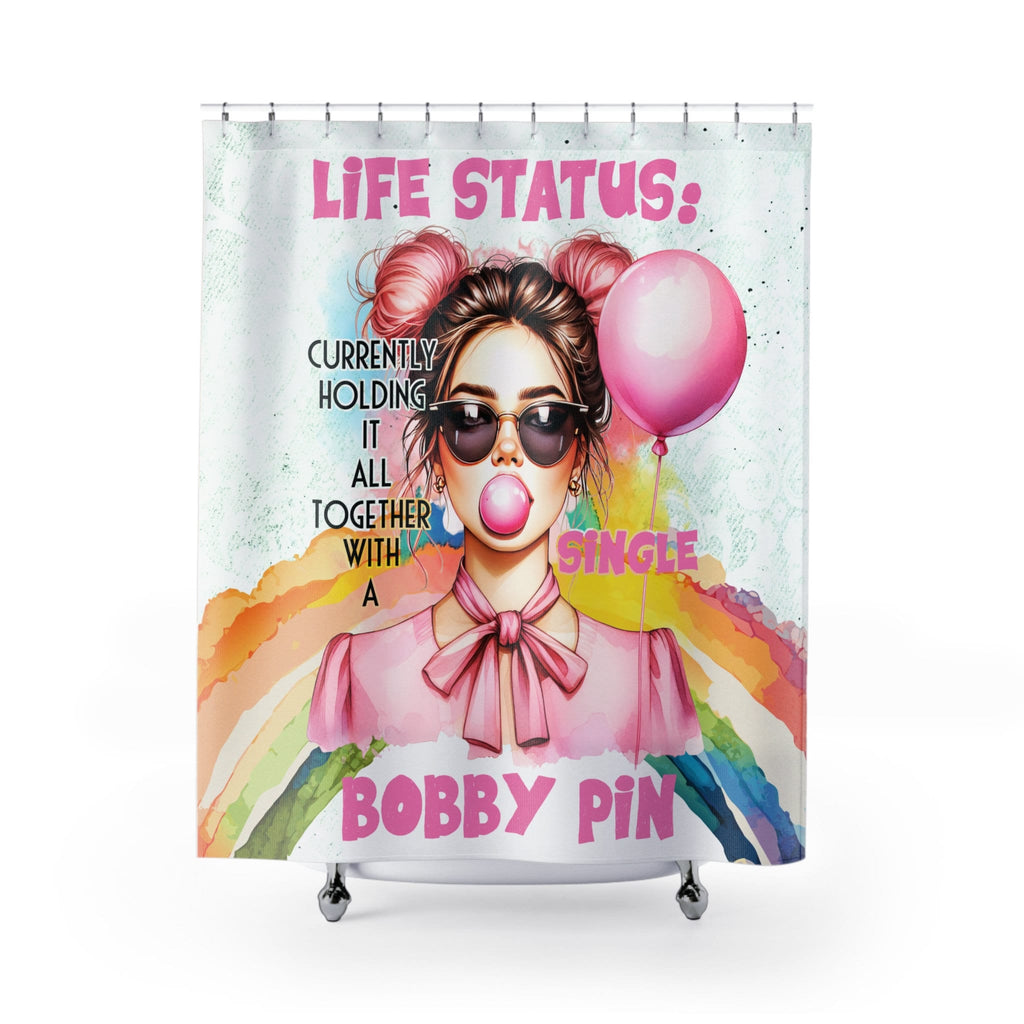 Life Status Bubble Gum Woman Shower Curtain