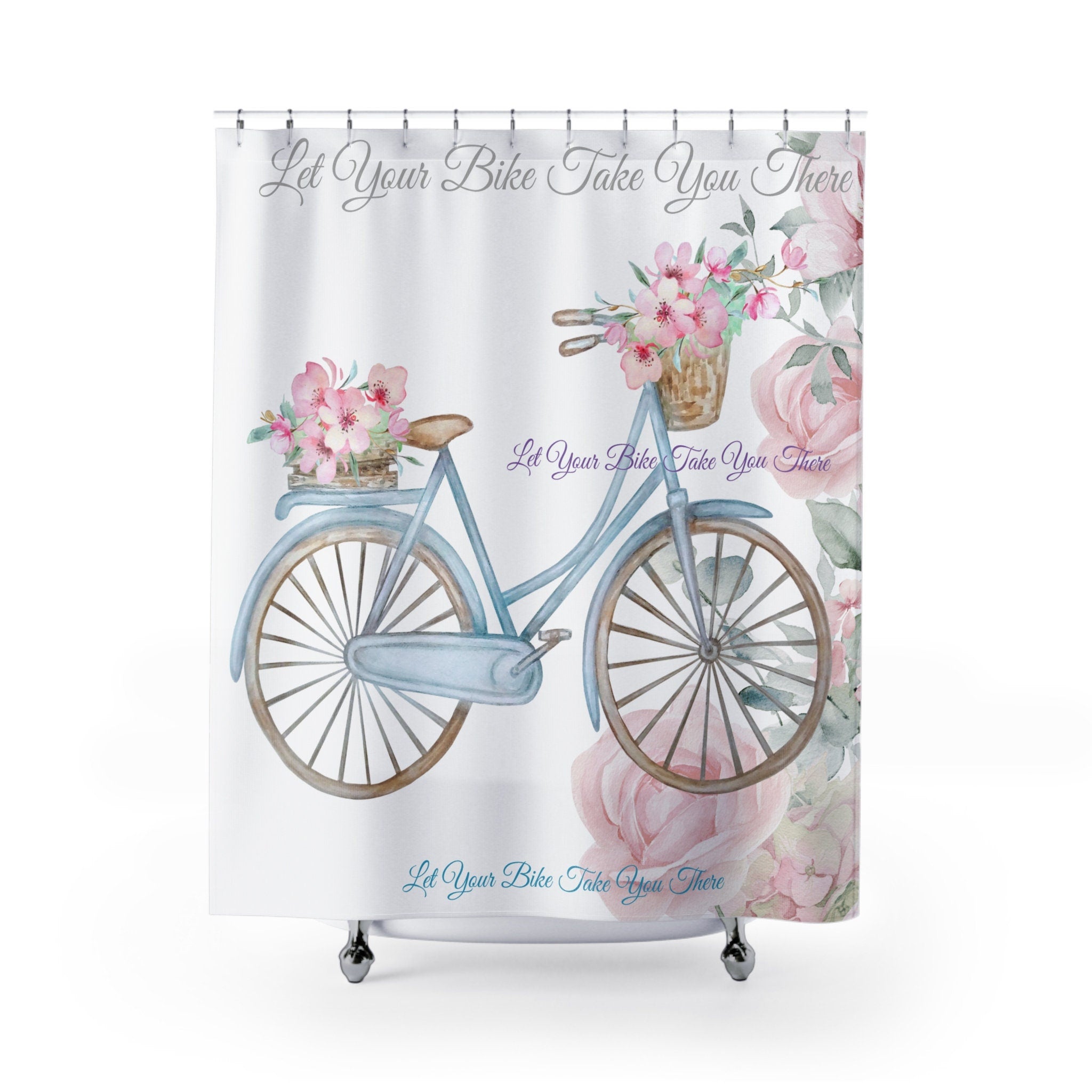 Let Your Bike Take You There  Shabby Cottage Shower Curtain