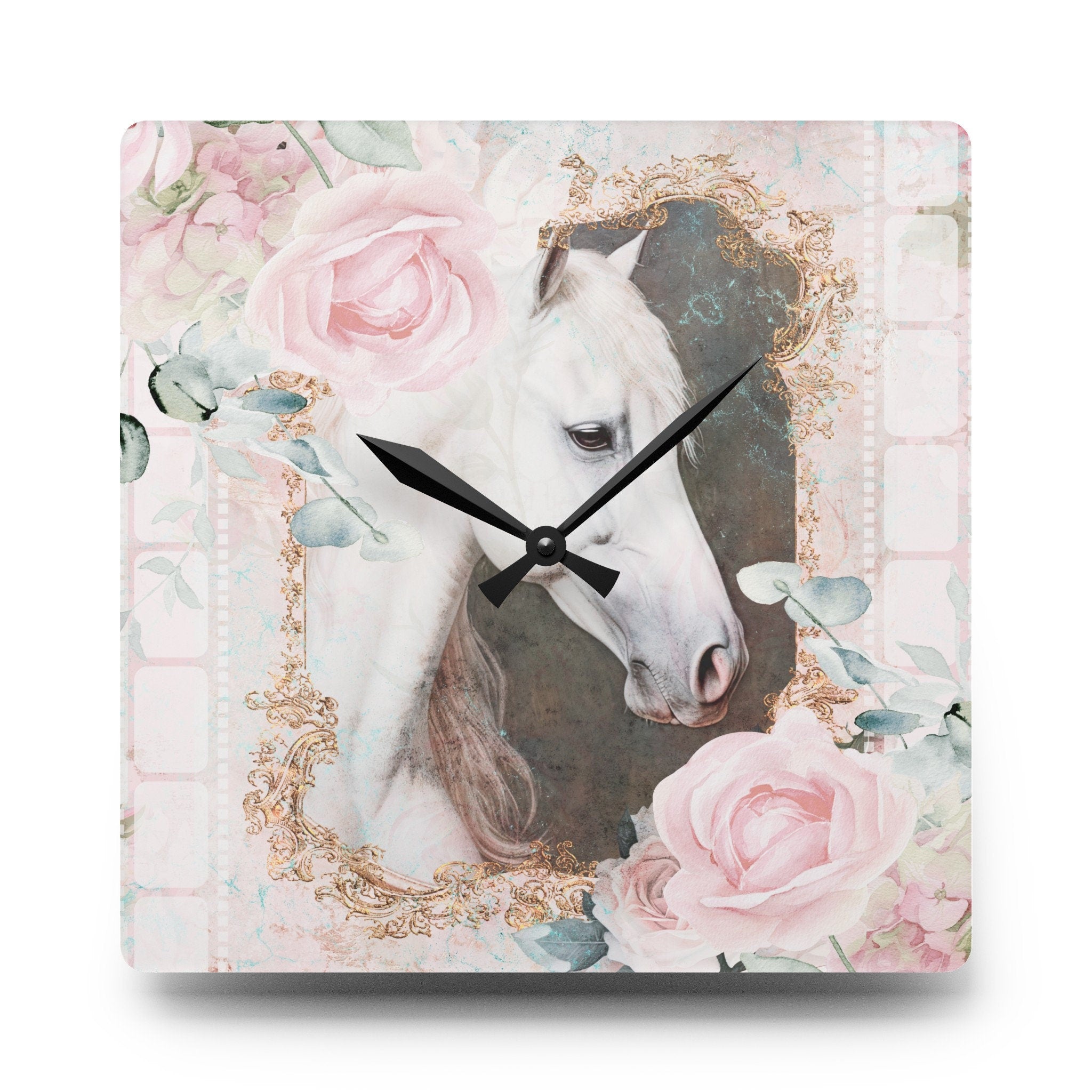 Romantica Shabby Boho Horse Acrylic Wall Clock