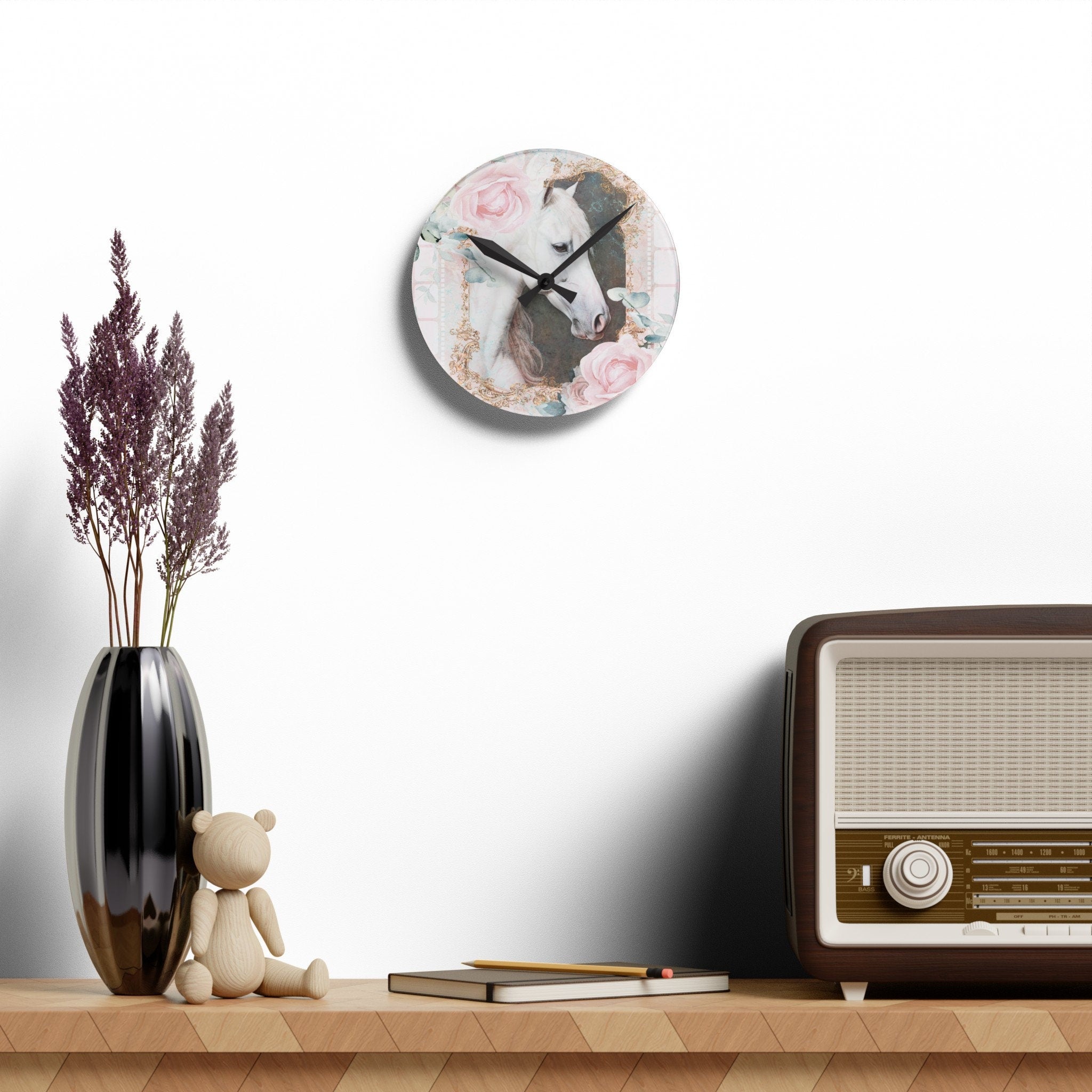 Romantica Shabby Boho Horse Acrylic Wall Clock