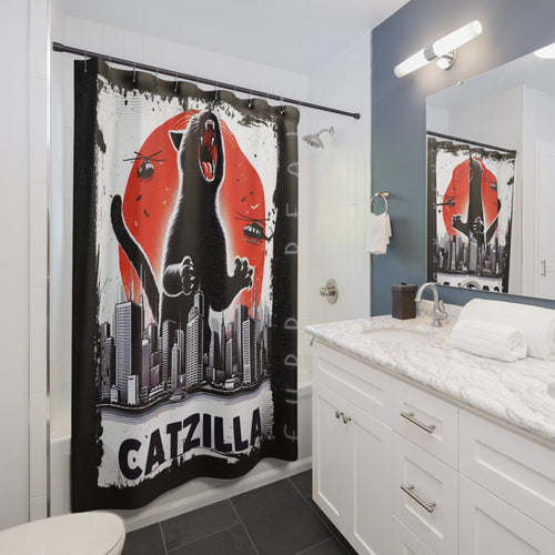 Catzilla Monster Culture Tribute Shower Curtain