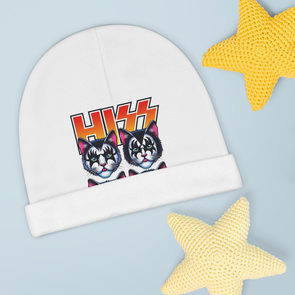 White HISS Baby Beanie 6-mos  - 1year