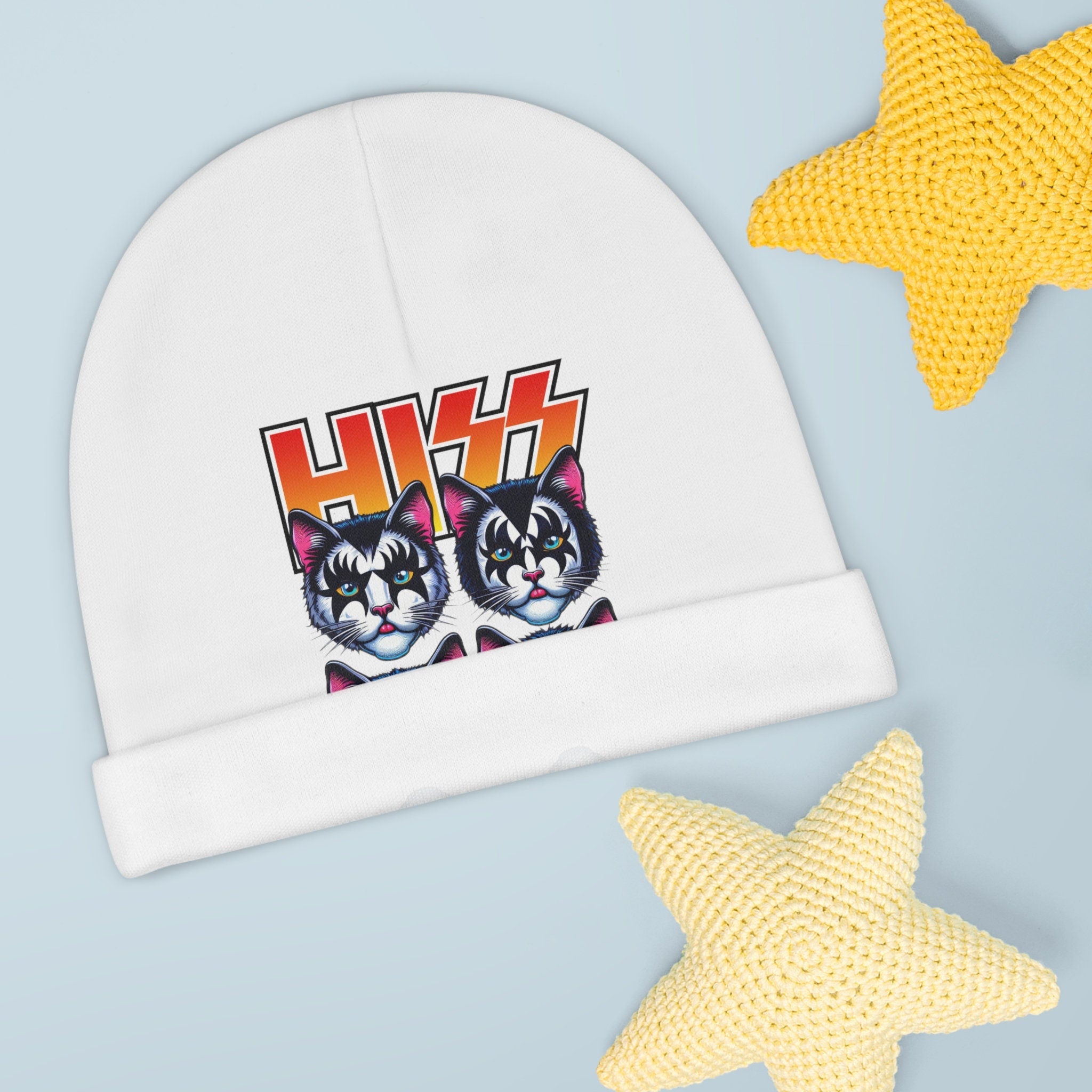 White HISS Baby Beanie 6-mos  - 1year