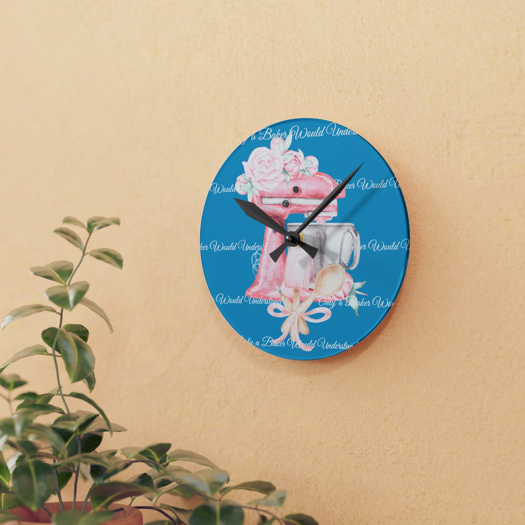 Baking Romance Shabby Boho Acrylic Wall Clock Teal
