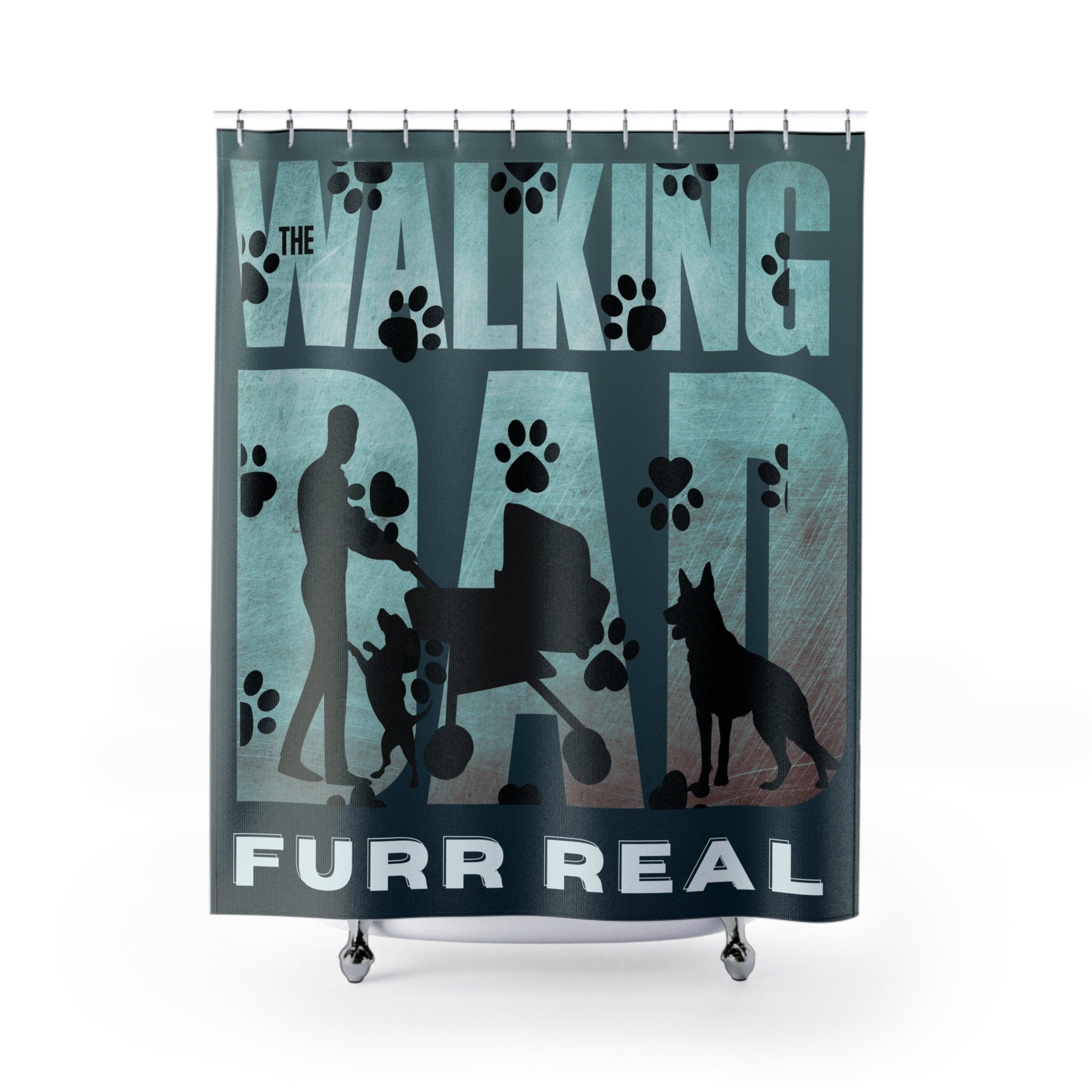 The Walking Dad  Shower Curtain Gradient Blue