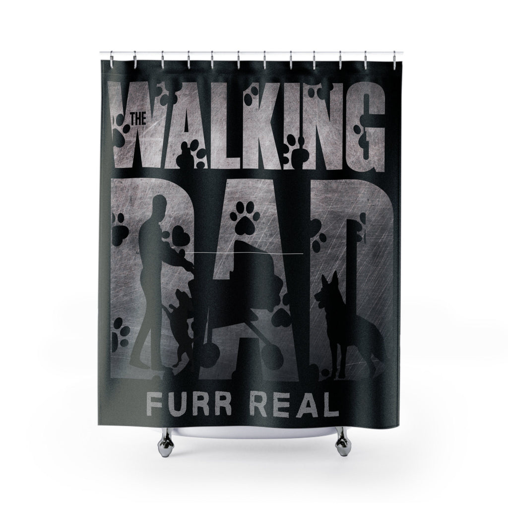 The Walking Dad  Shower Curtain Black