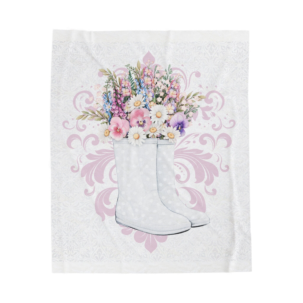 Rustic Shabby Chic Gardening Boots Plush Blanket