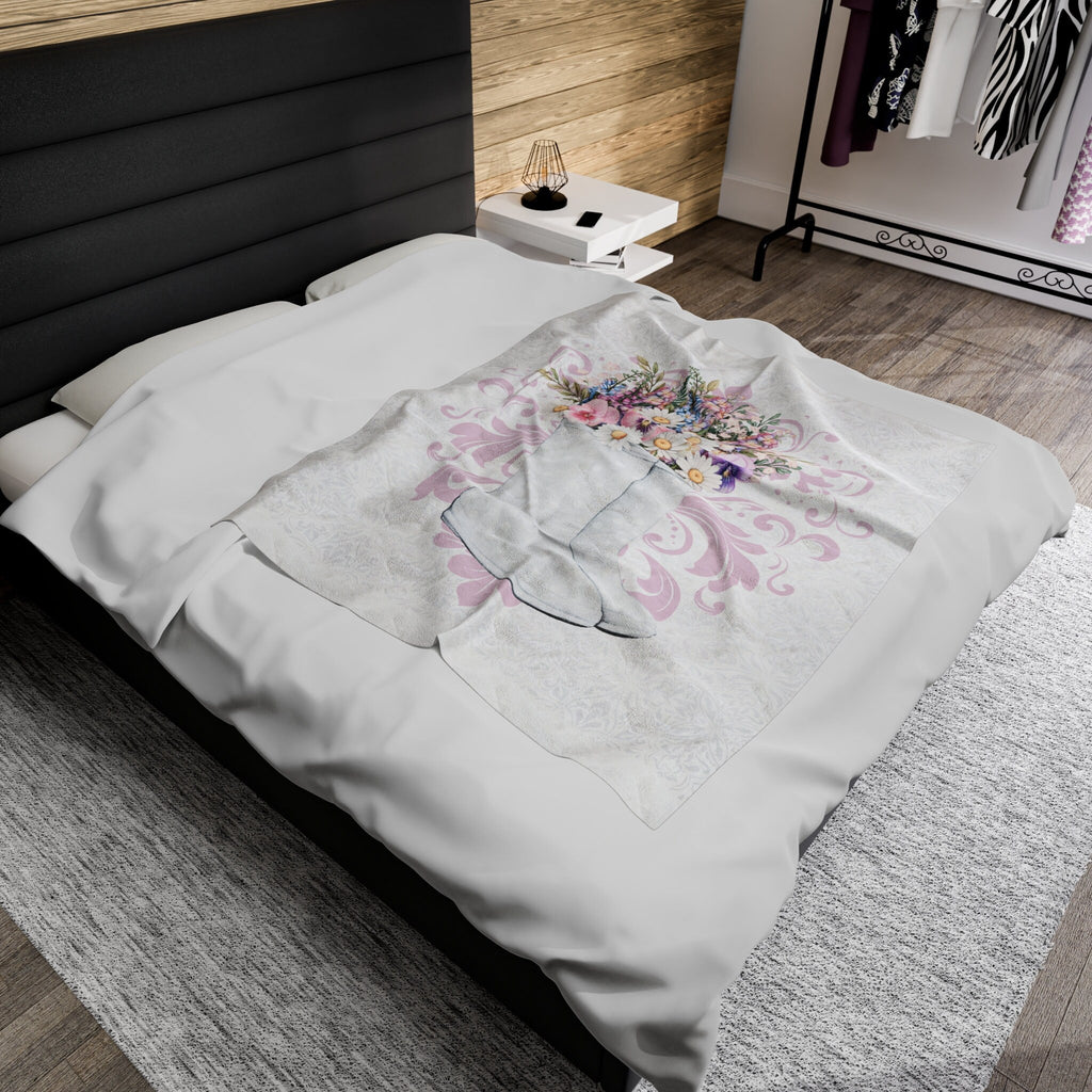 Rustic Shabby Chic Gardening Boots Plush Blanket