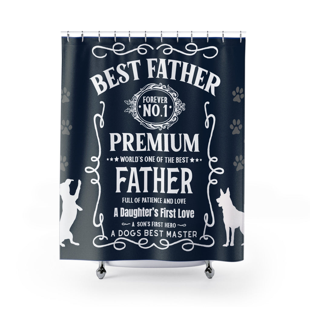 Premium JD Style Best Father Shower Curtain Blue /Grey