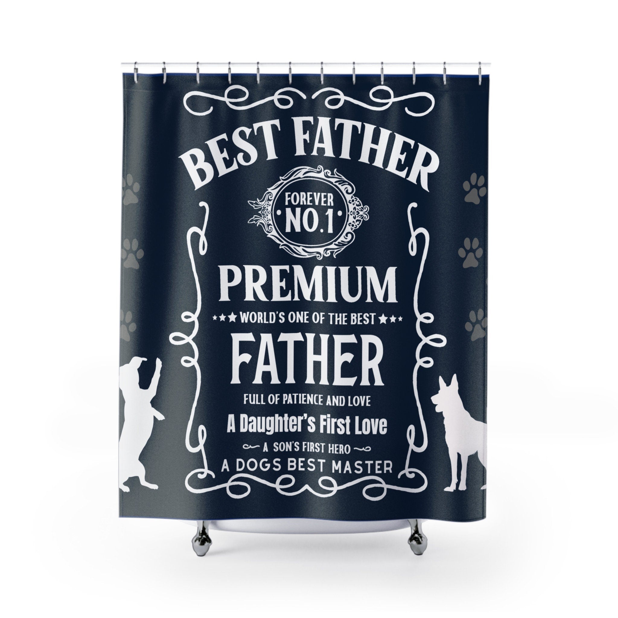 Premium JD Style Best Father Shower Curtain Blue /Grey