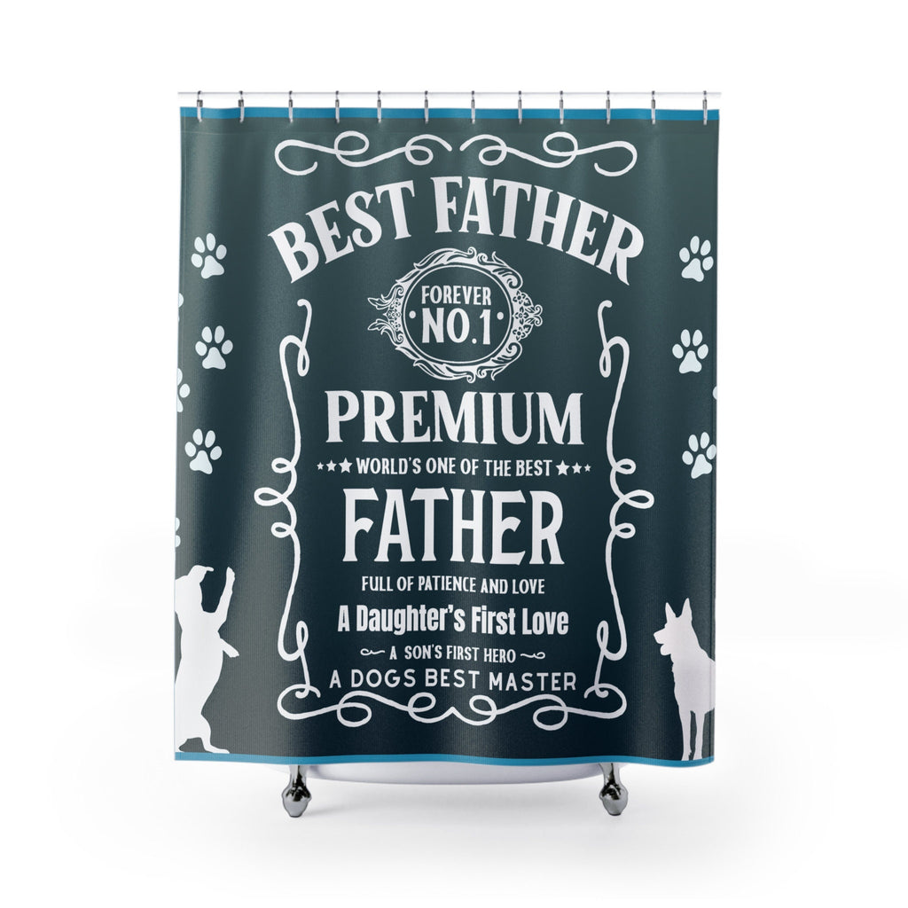 Premium JD Style Best Father Shower Curtain Green/Blue/White