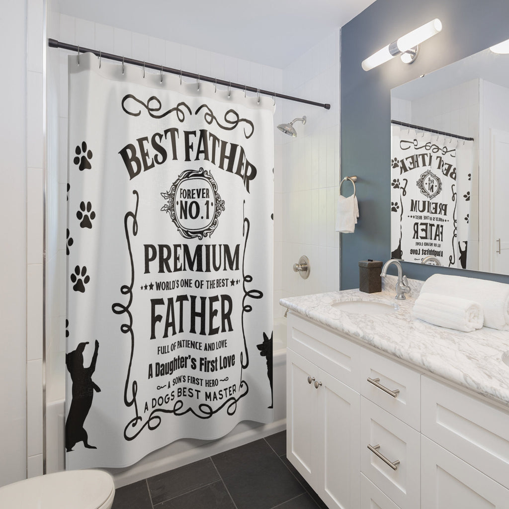Premium JD Style Best Father Shower Curtain White /Black