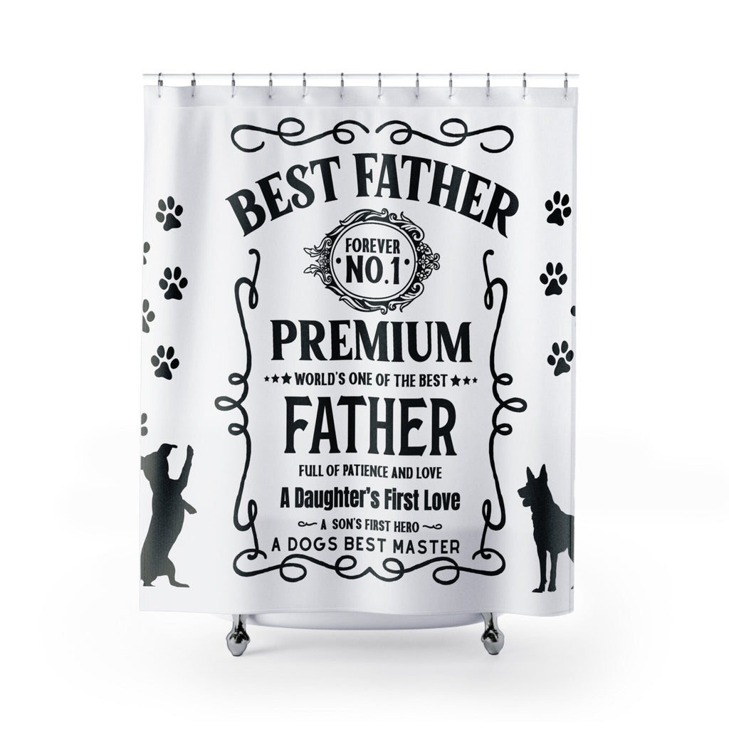 Premium JD Style Best Father Shower Curtain White /Black