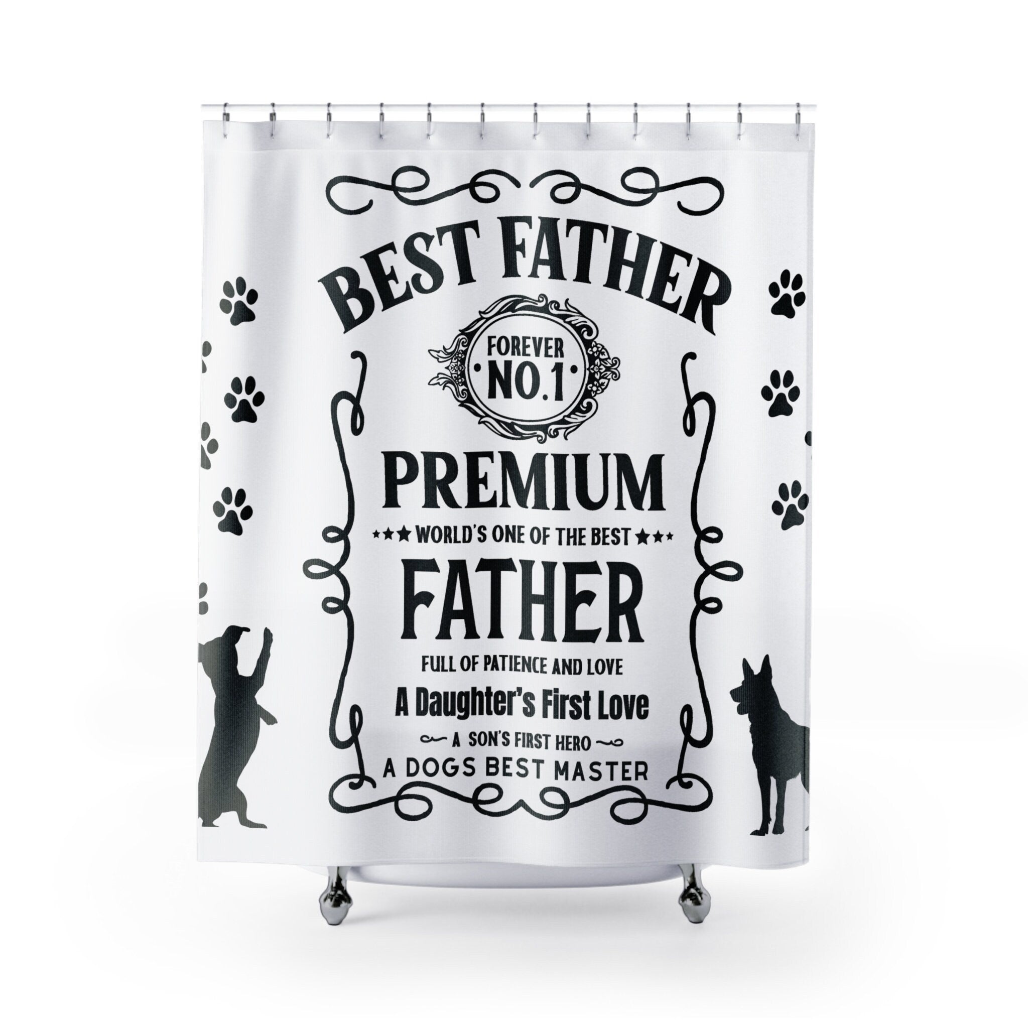 Premium JD Style Best Father Shower Curtain White /Black