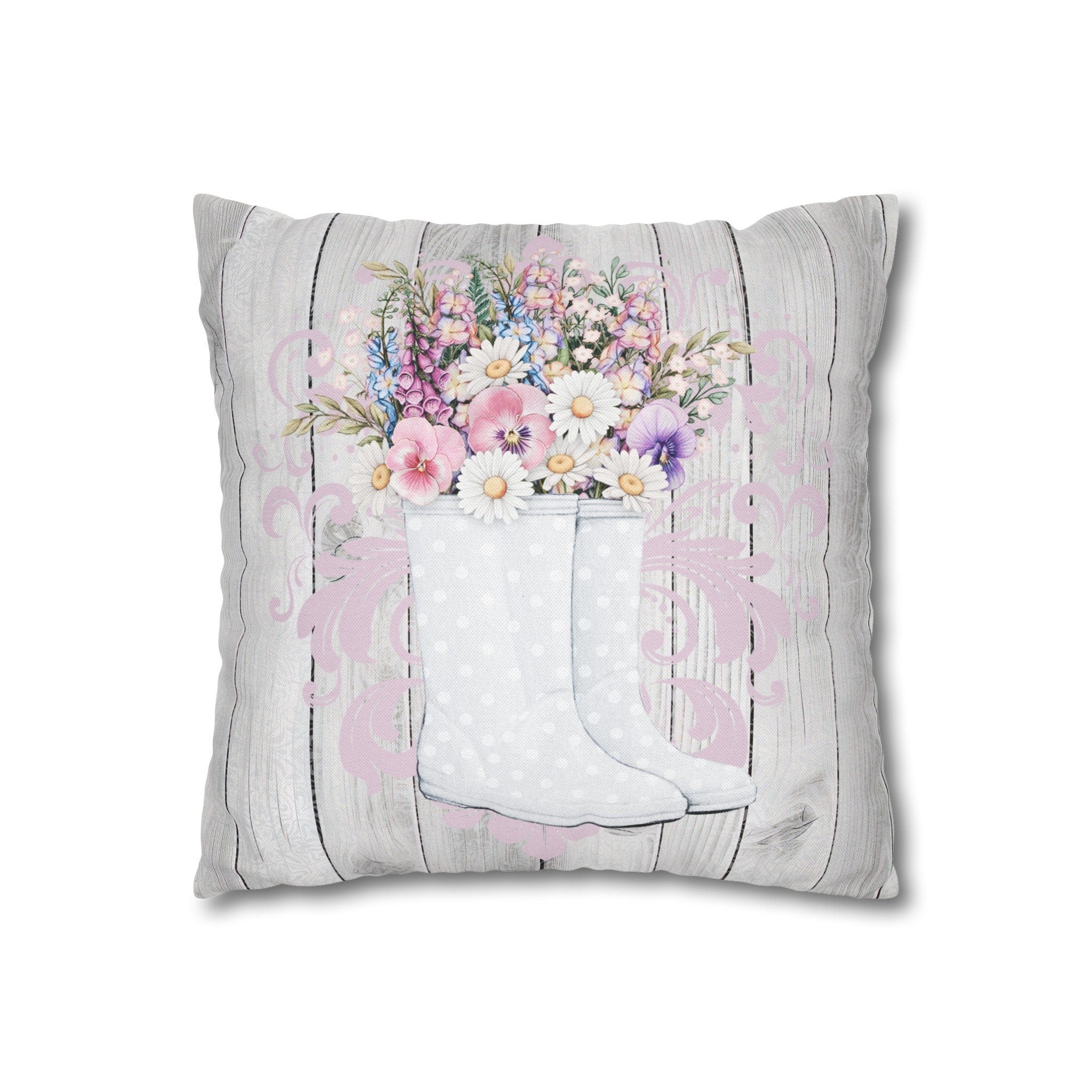 Luxury Spun Polyester Shabby Chic White Stallion Cottage Pillowcase