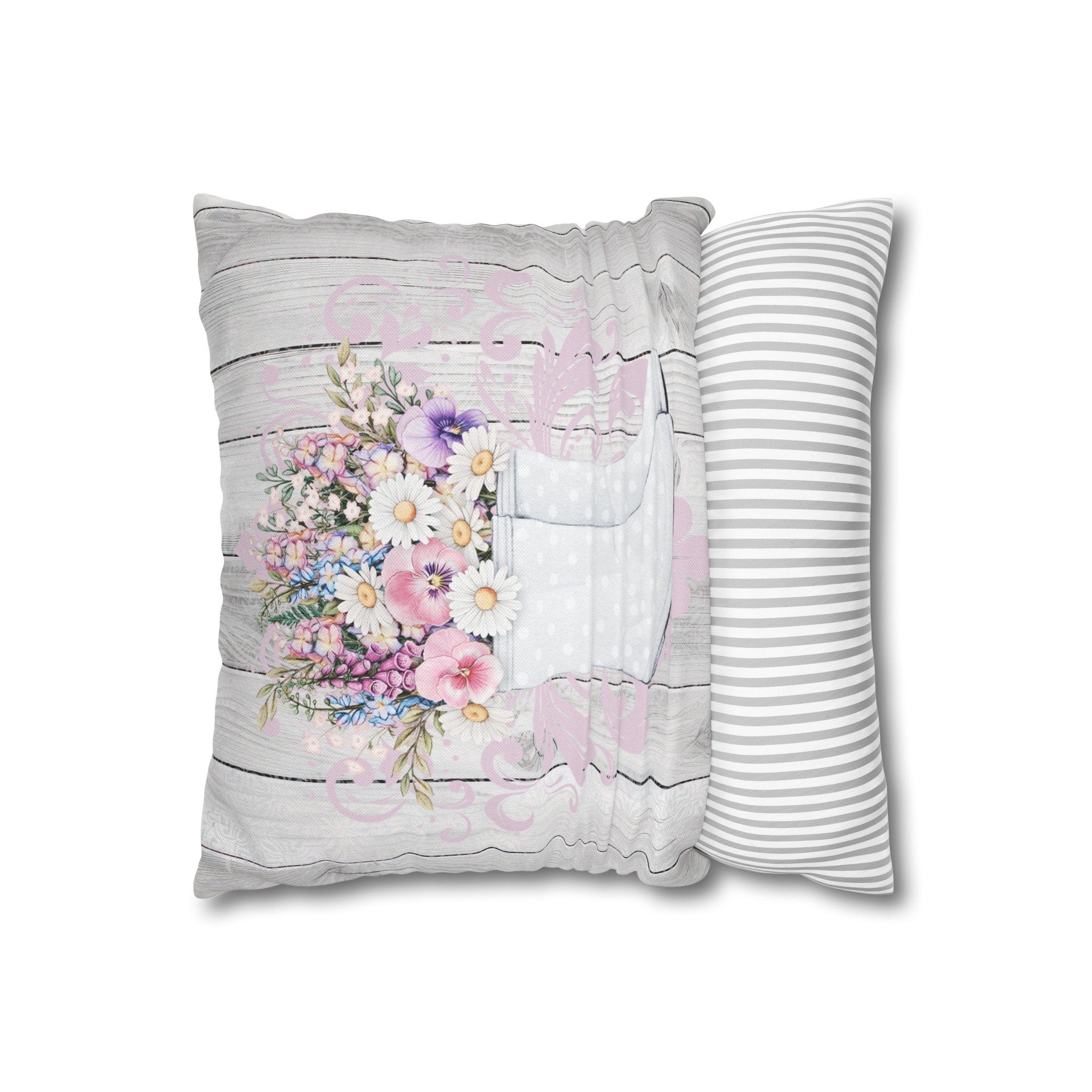 Luxury Spun Polyester Shabby Chic White Stallion Cottage Pillowcase