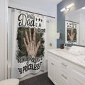 Priceless Being Papa Shower Curtain White Camo Black