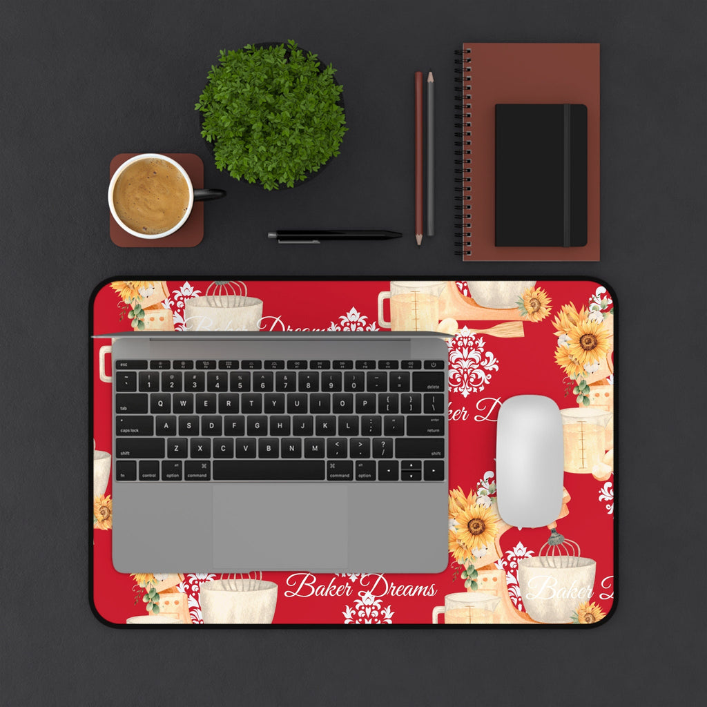Red Baker Dreams Desk Mat - Perfect Gift for Bakers!