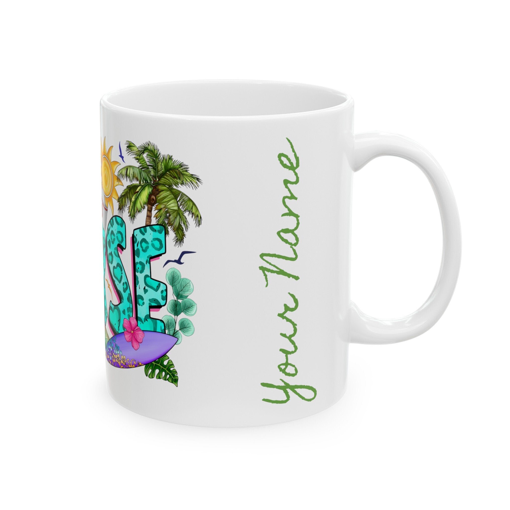Summer "Nurse" with Your Name "Nurse"  Mug, (11oz, 15oz) White