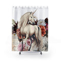 Unicorn Bold Velour Flowers Shower Curtain