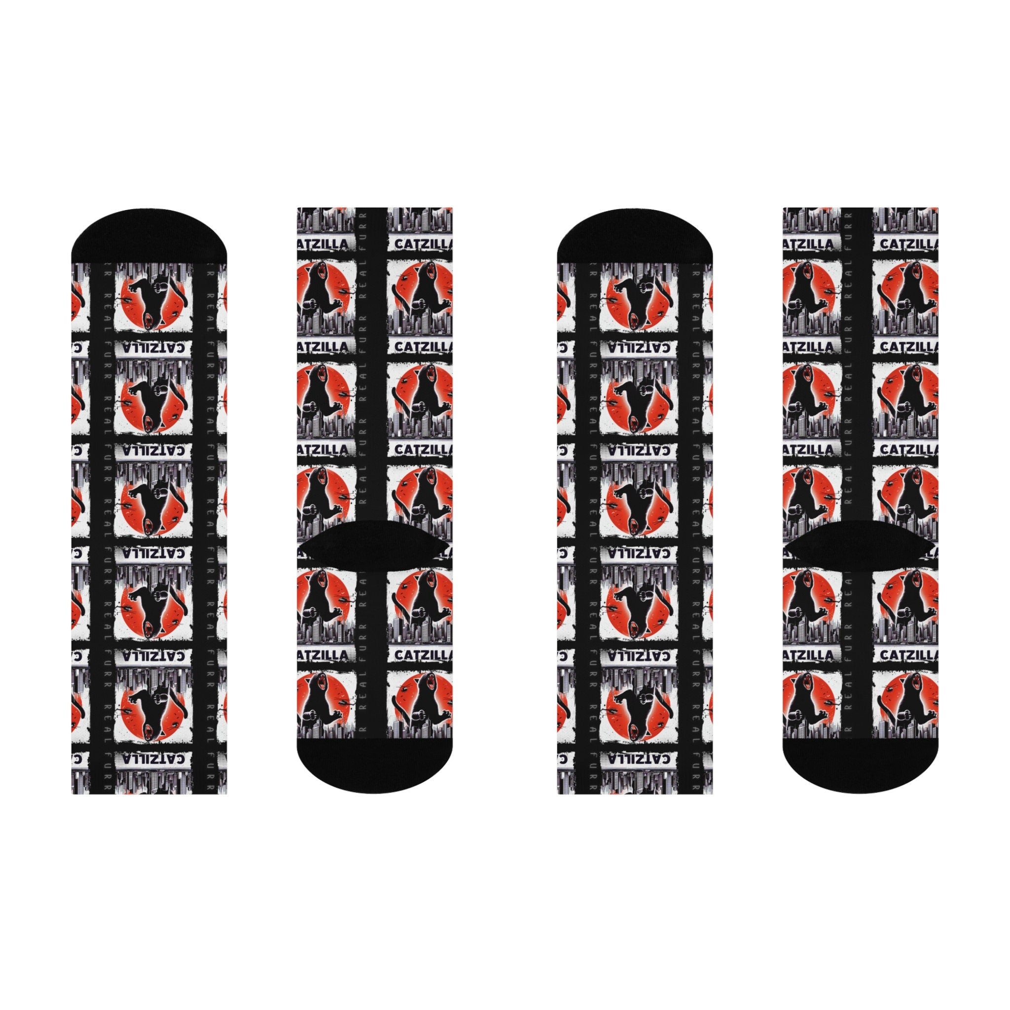 Catzilla Furr Real Unisex Cushioned Crew Socks