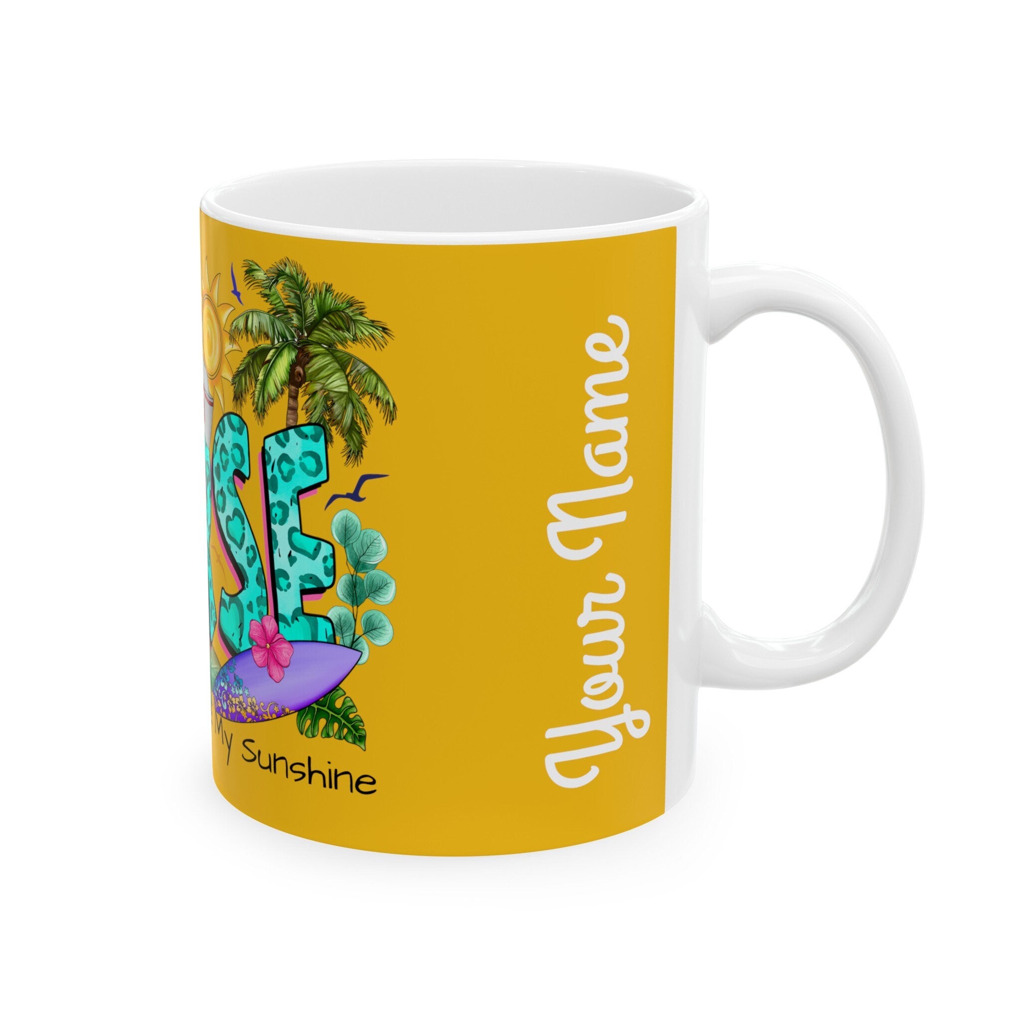 Summer "Nurse" with Your Name "Nurse"  Mug, (11oz, 15oz)  Yellow