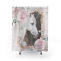 Romantica White Horse Boho Shabby Shower Curtain