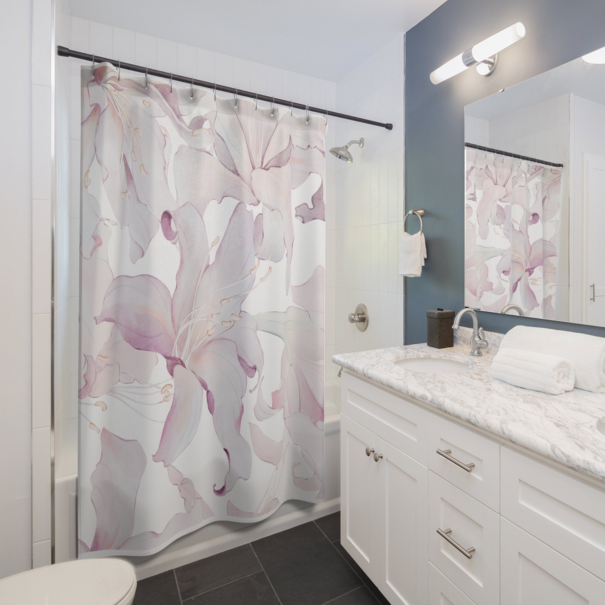 Serenity Pale Colored Flowers  Shower Curtain