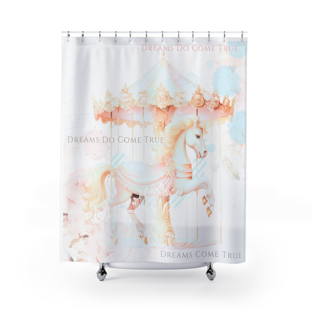 Dreams Do Come True II Carousel Merry Go Round  Shabby Shower Curtain