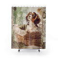 Adorable Puppy in Basket Shower Curtain