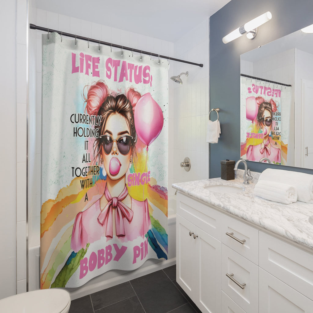 Life Status Bubble Gum Woman Shower Curtain