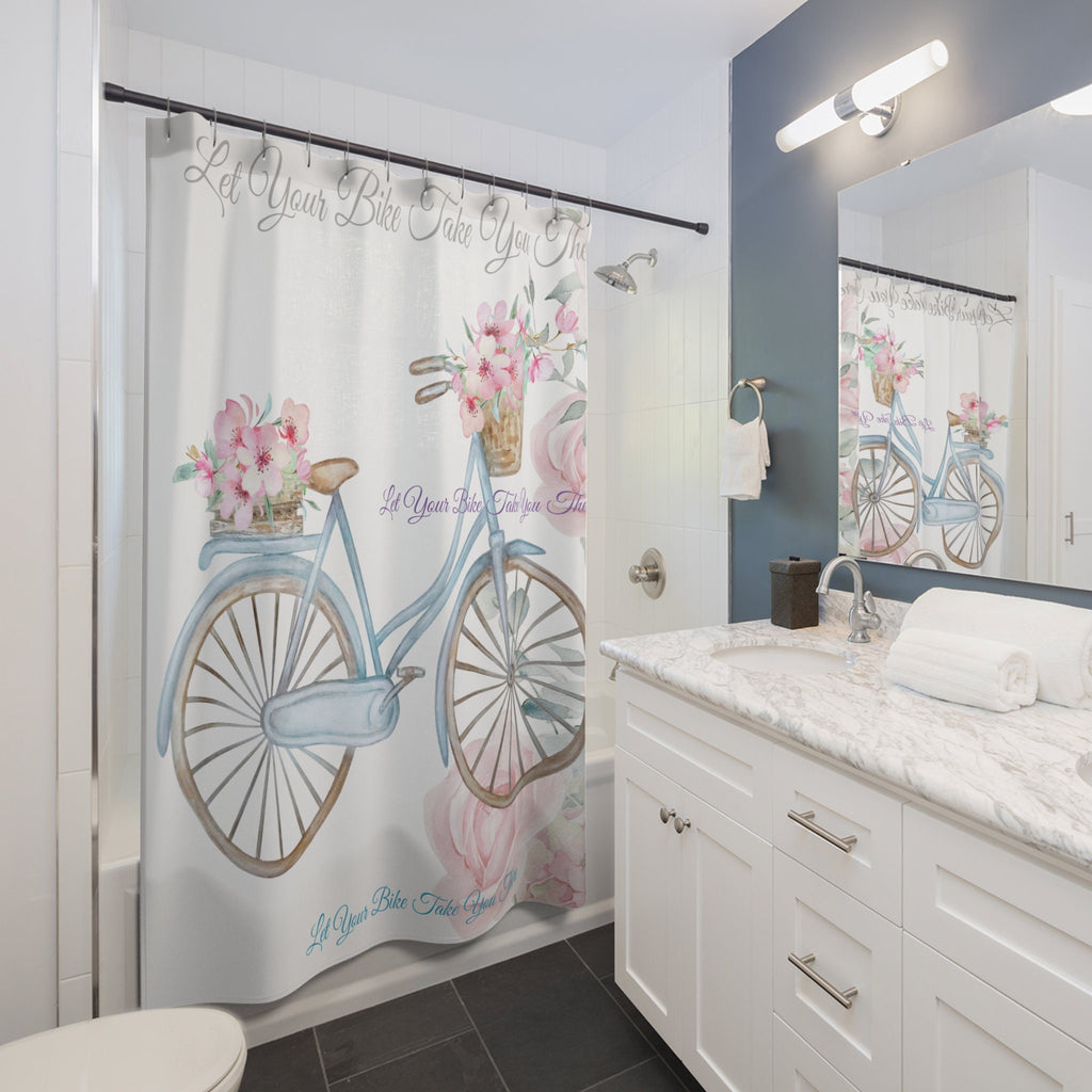 Let Your Bike Take You There  Shabby Cottage Shower Curtain