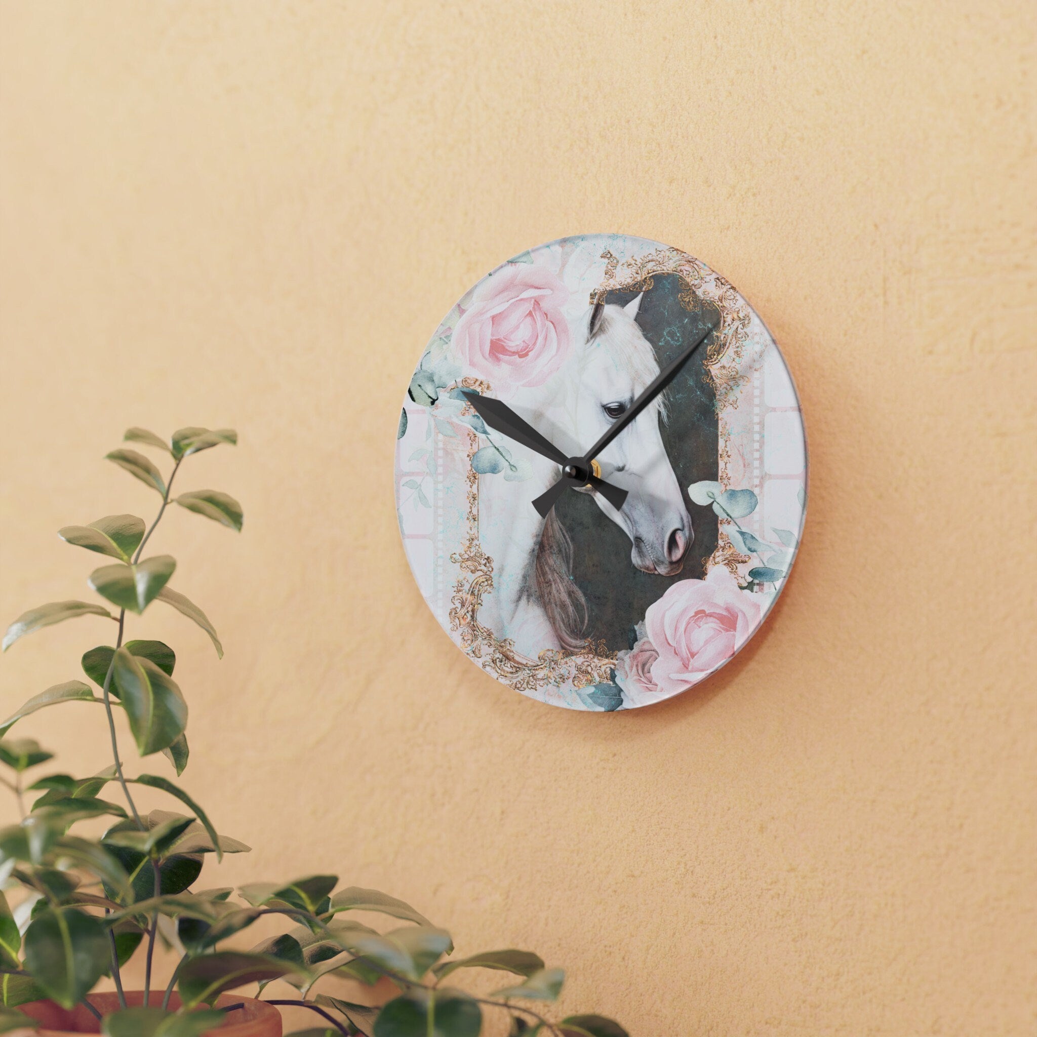 Romantica Shabby Boho Horse Acrylic Wall Clock