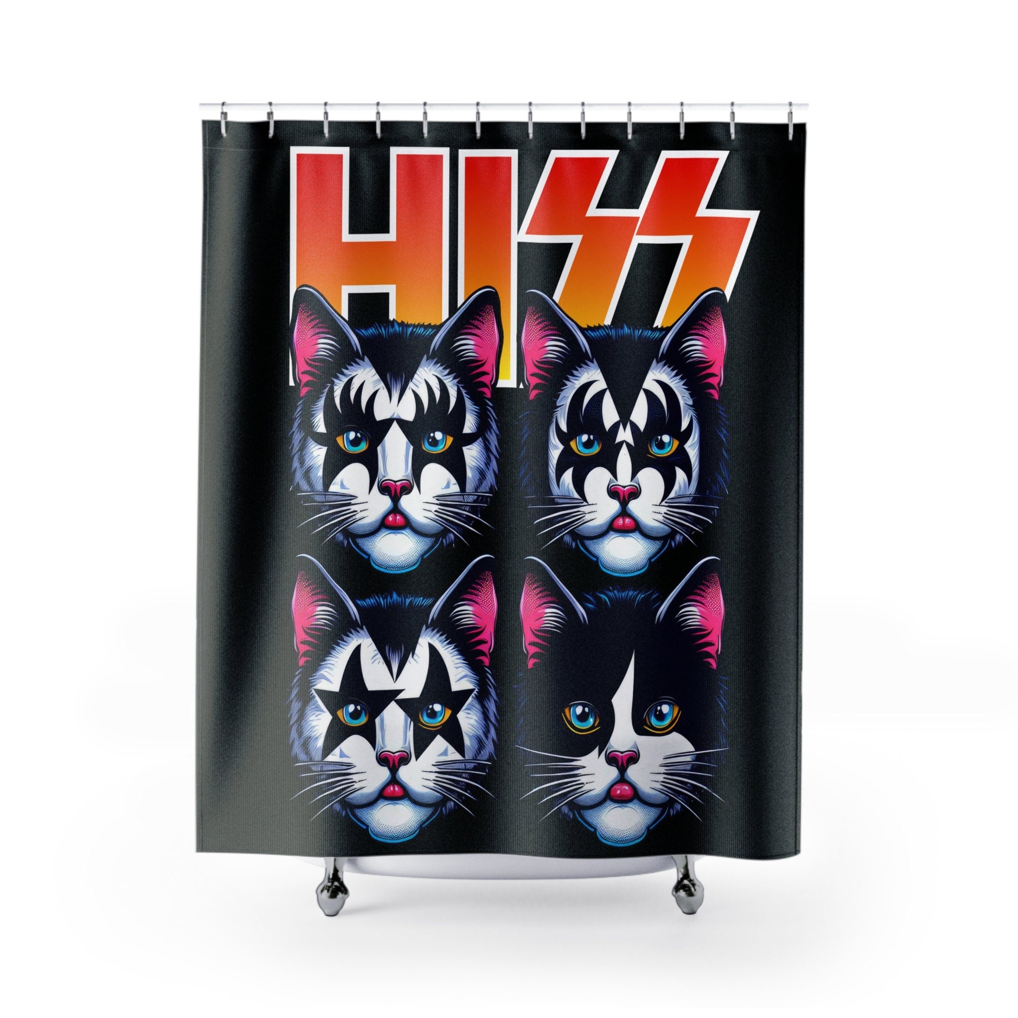 HISS Feline Rock Culture Tribute Shower Curtain