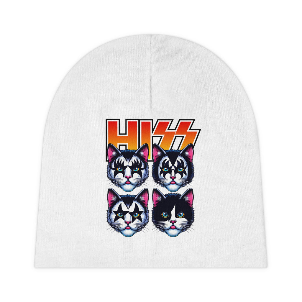 White HISS Baby Beanie 6-mos  - 1year