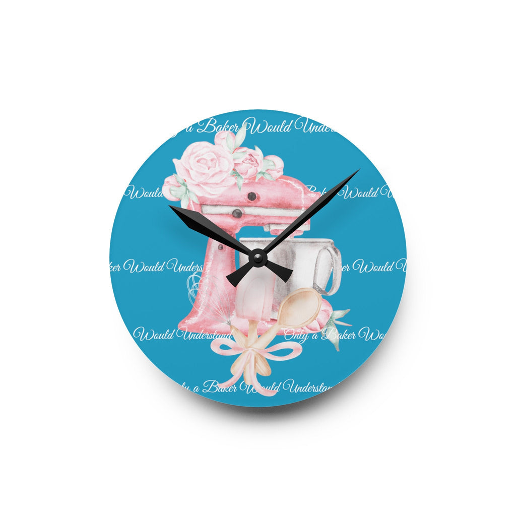 Baking Romance Shabby Boho Acrylic Wall Clock Teal