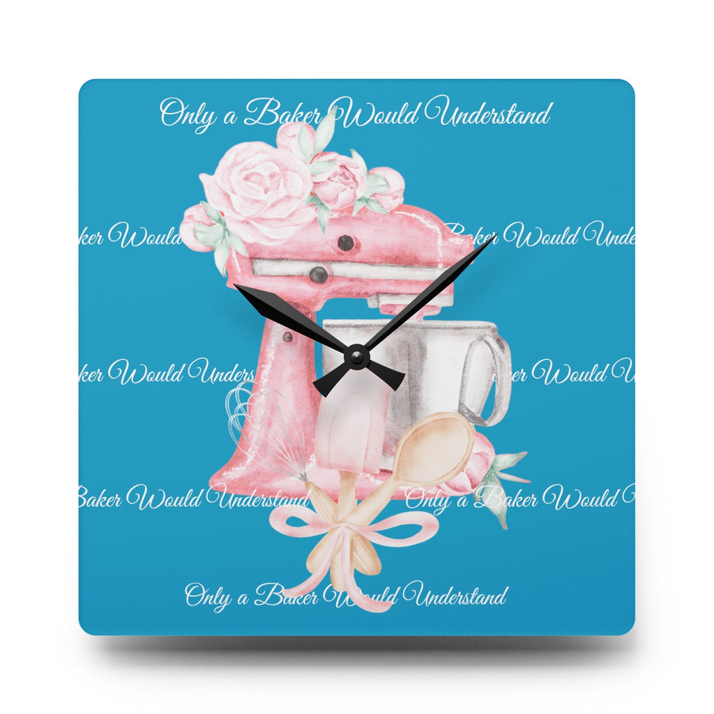 Baking Romance Shabby Boho Acrylic Wall Clock Teal