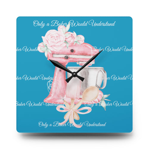 Baking Romance Shabby Boho Acrylic Wall Clock Teal