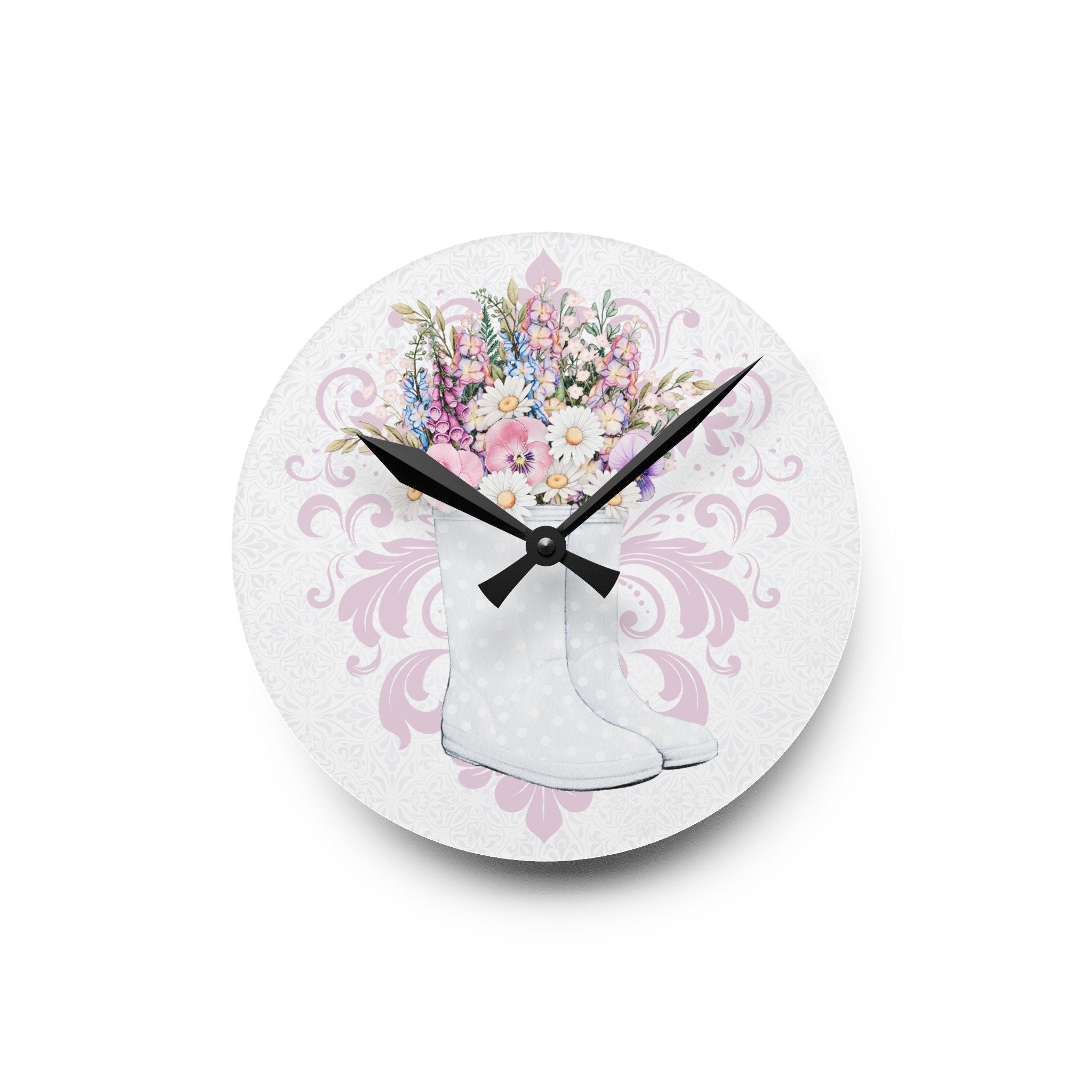 Rustic Shabby Cottage Gardening  Acrylic Wall Clock