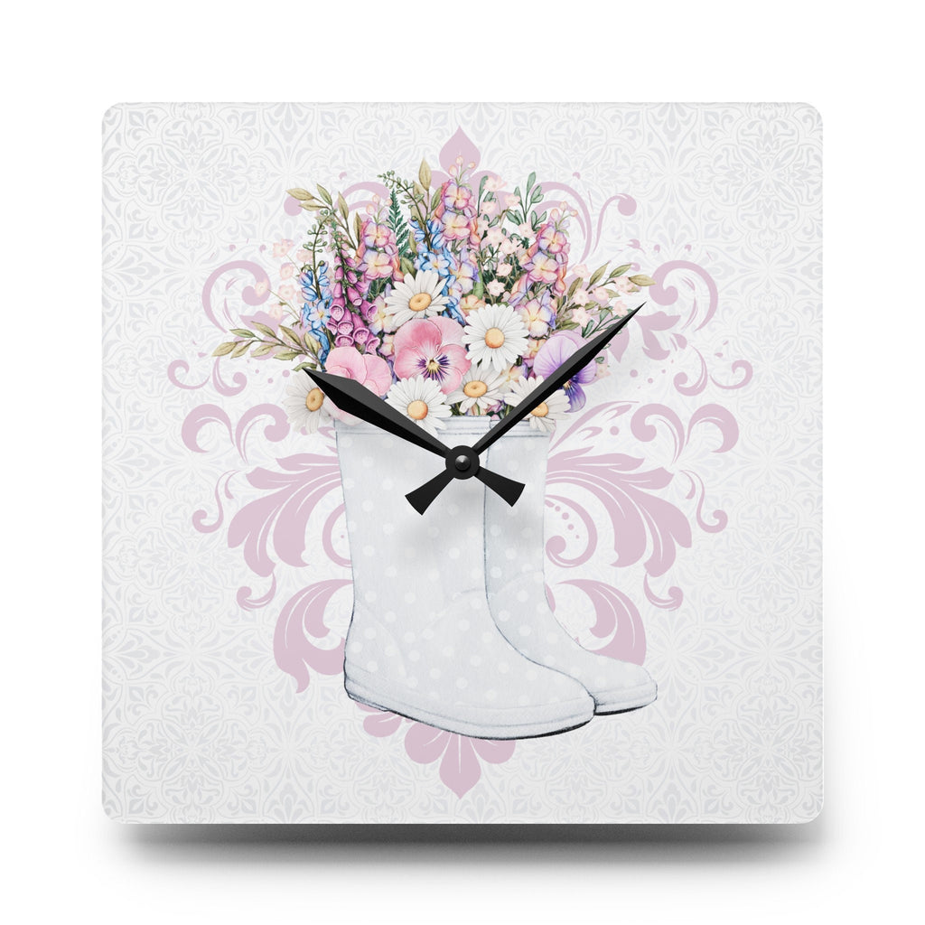 Rustic Shabby Cottage Gardening  Acrylic Wall Clock