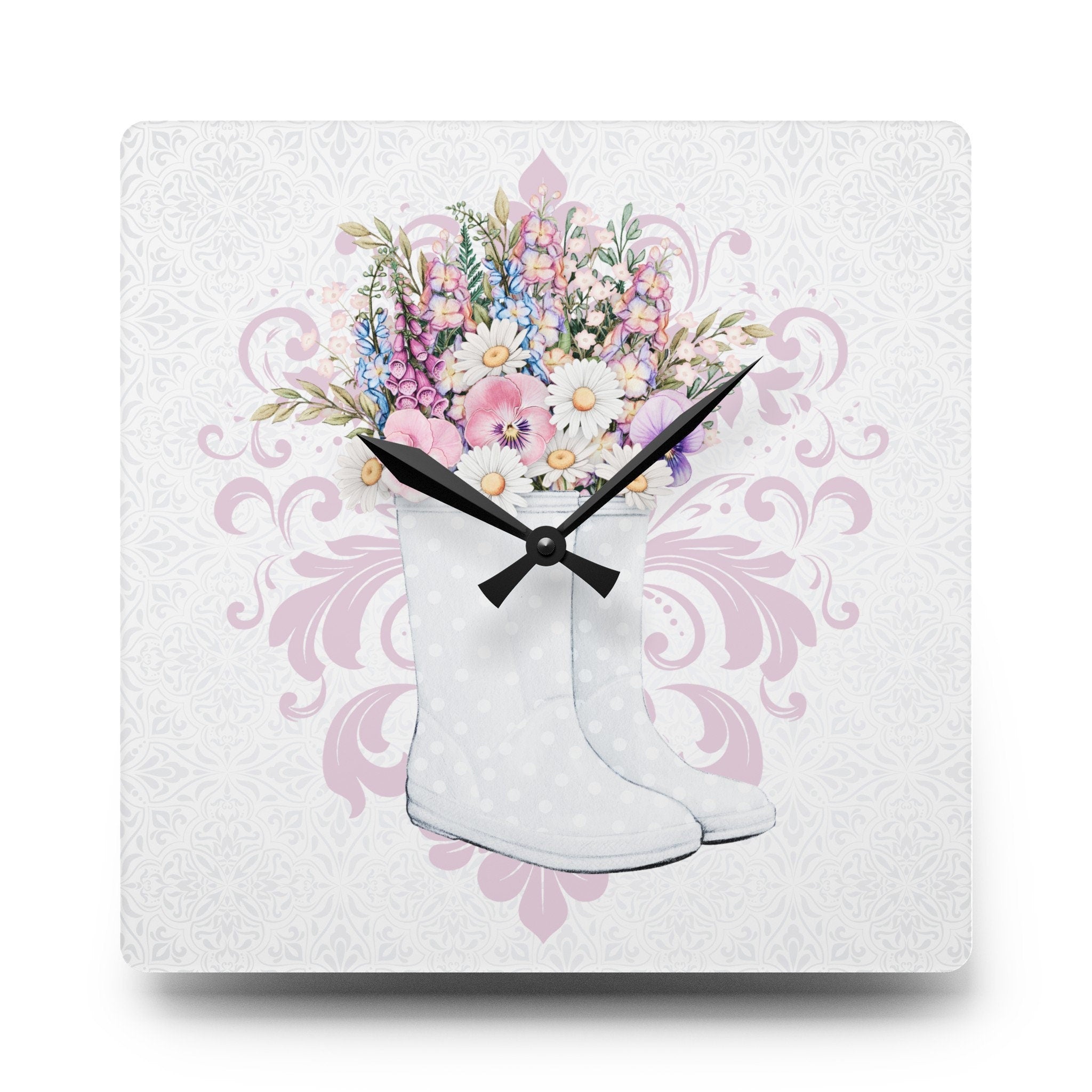 Rustic Shabby Cottage Gardening  Acrylic Wall Clock